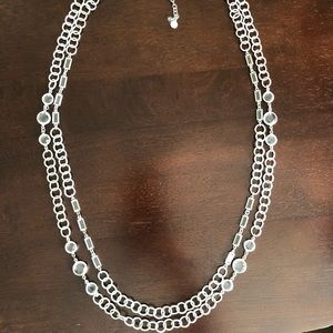 Talbots silver double strand necklace